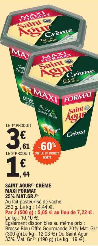 saint agur crème maxi format 25% mat.gr.