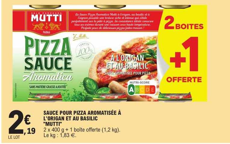 sauce pour pizza aromatisée à l'origan et au basilic "mutti"