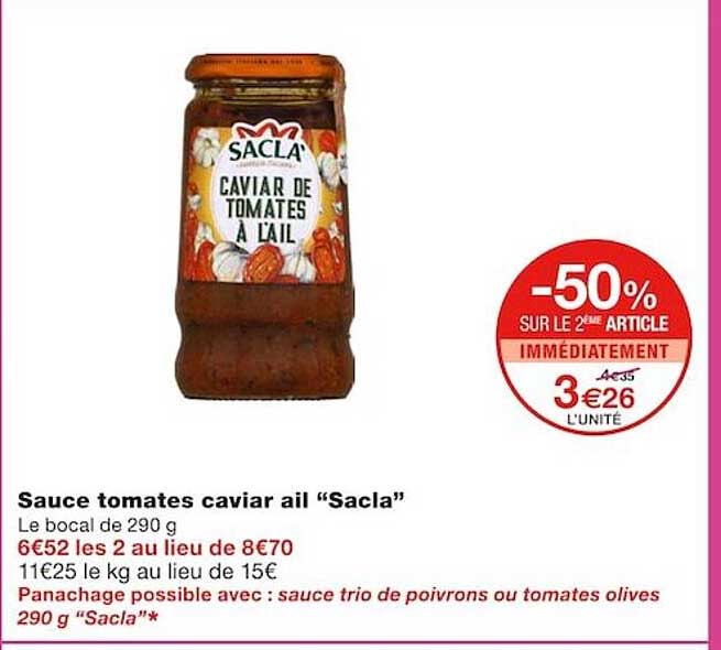 sauce tomates caviar ail "sacla"