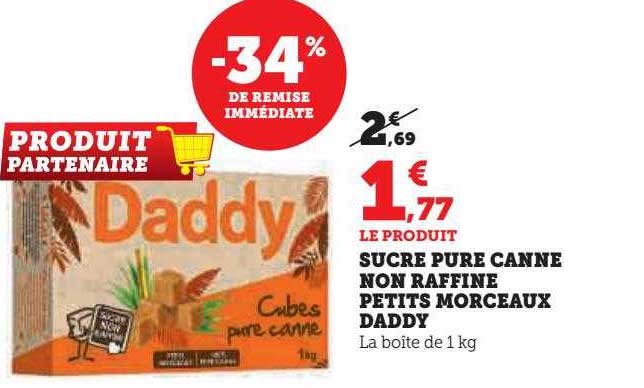 sucre pure canne non raffiné petits morceaux daddy