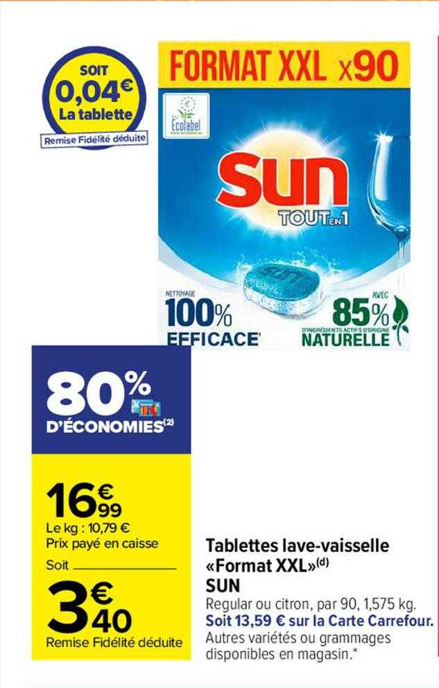 tablettes lave-vaisselle «format xxl» sun