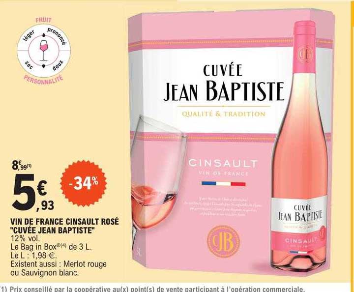 vin de france cinsault rosé "cuvée jean baptiste"