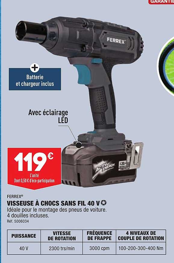visseuse à chocs sans fil 40v ferrex