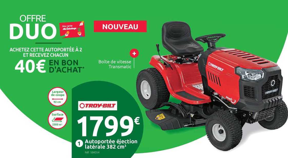 autoportée éjection latérale 382 cm³ troy-bilt