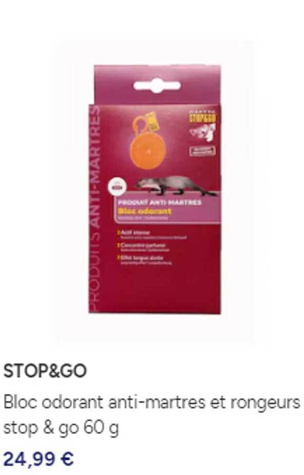 bloc odorant anti-martres et rongeurs stop & go 60 g