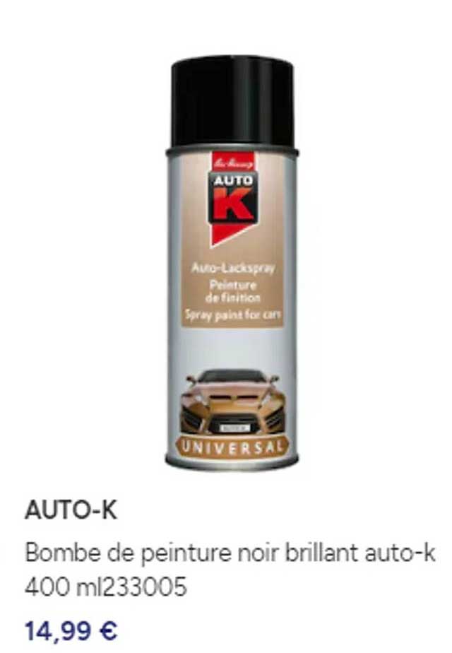 bombe de peinture noir brillant auto-k 400 ml 233005