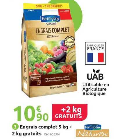engrais complet 5 kg + 2 kg gratuits fertiligène naturen