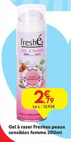 gel à raser freshéa peaux sensibles femme 200 ml