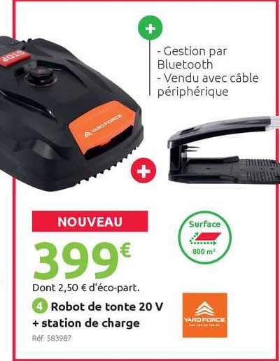 robot de tonte 20 v + station de charge yard force