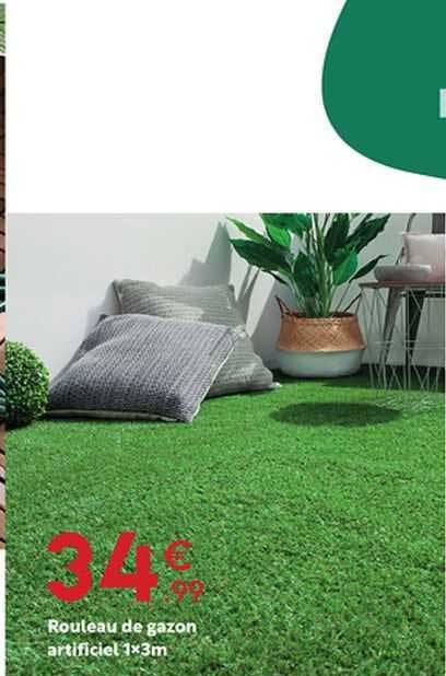 rouleau de gazon artificiel 1 x 3 m
