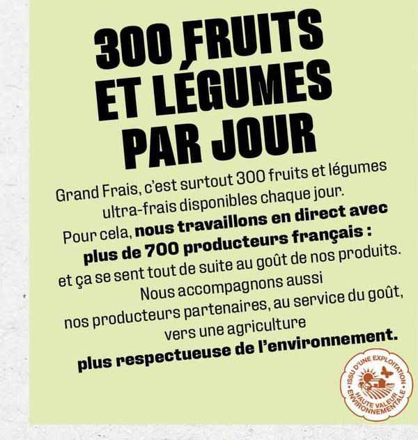 300 fruits et légumes par jour