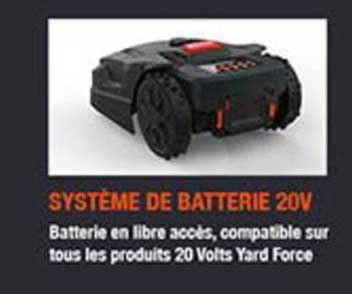 batterie en libre accès 20 volts yard force