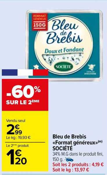Bleu De Brebis "format Généreux" Société