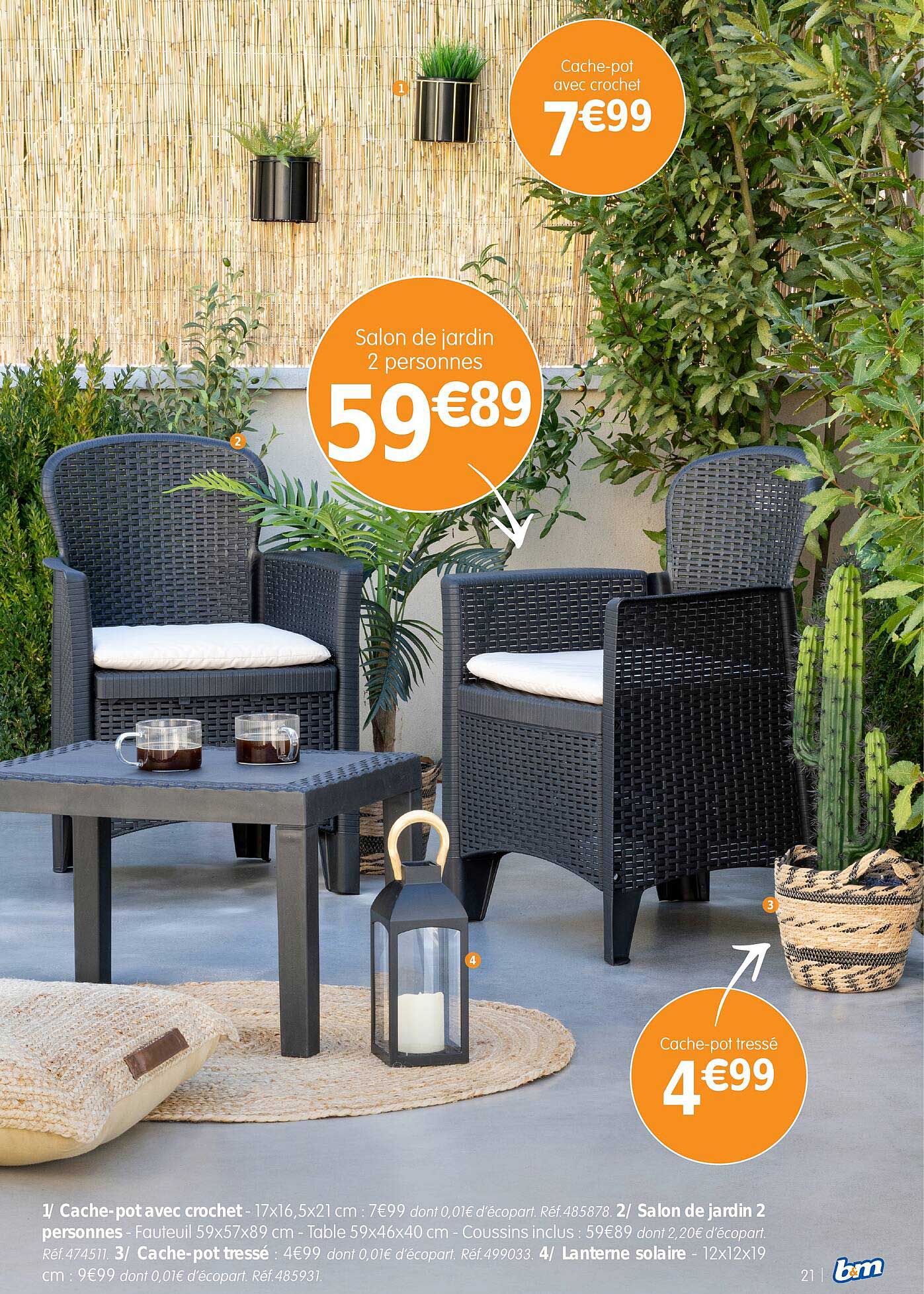 cache-pot avec crochet, salon de jardin 2 personnes, cache-pot tressé, lanterne solaire