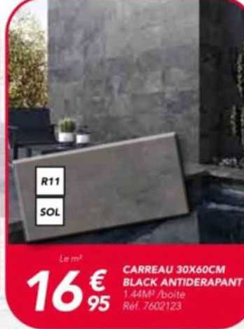 carreau 30 x 60 cm black antidérapant