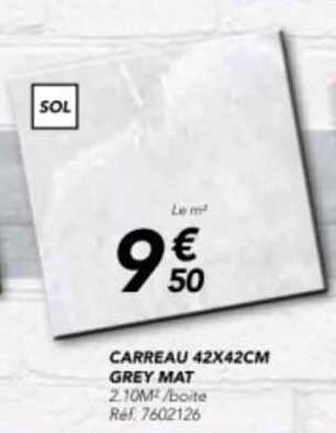 carreau 42 x 42 cm grey mat