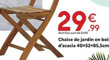 chaise de jardin en bois d'acacia 40x52x85.5cm