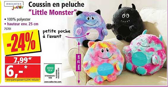 coussin en peluche "little monster"