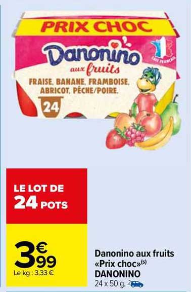 danonino aux fruits "prix choc" danonino