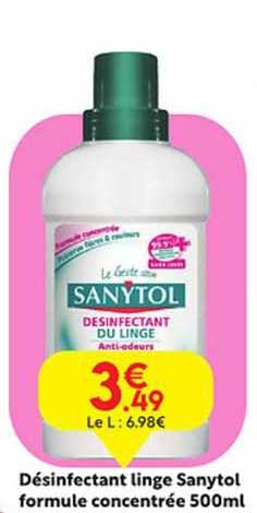 désinfectant linge sanytol formule concentrée 500 ml