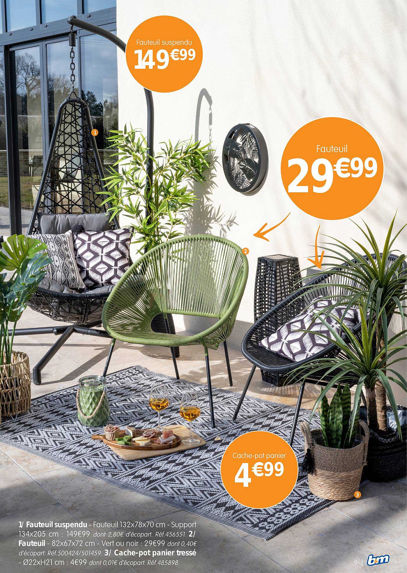 fauteuil suspendu, fauteuil, cache-pot panier tressé