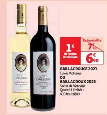 Gaillac Rouge 2021 Cuvée Victorine, Ou Gaillac Doux 2023 Secret De Victorine