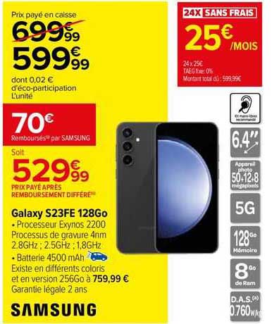 Galaxy S23fe 128go Samsung