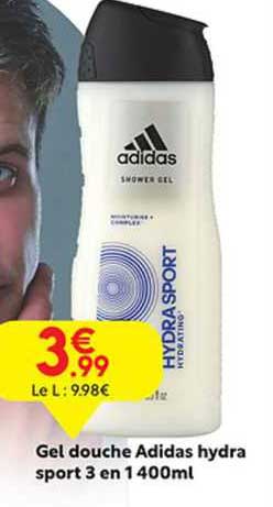 gel douche adidas hydra sport 3 en 1 400 ml