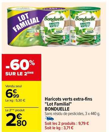 haricots verts extra-fins "lot familia" bonduelle