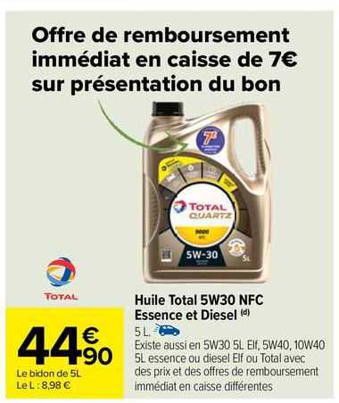 huile total 5w30 nfc essence et diesel