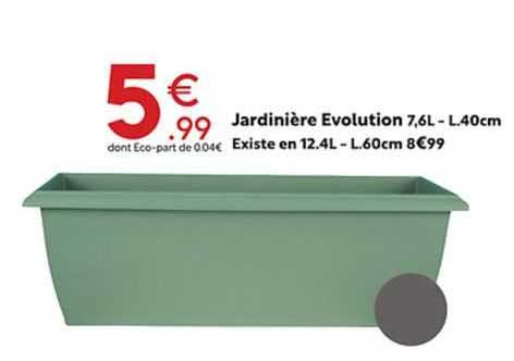 jardinière évolution 7,6 l - l. 40 cm existe en 12.4 l - l. 60 cm