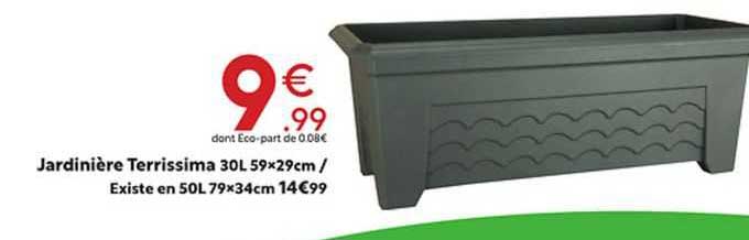 jardinière terrissima 30 l 59 x 29 cm/ existe en 50 l 79 x 34 cm