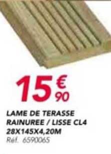 lame de terrasse rainurée / lisse cl4 28 x 145 x 4,20 m