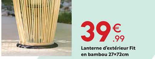 lanterne d'extérieur fit en bambou 27 x 72 cm