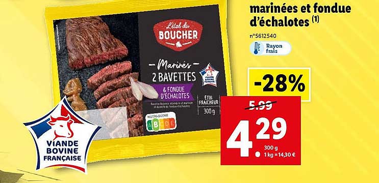 marinées et fondue d'échalotes