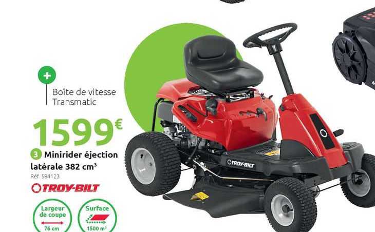 minirider éjection latérale 382 cm³ troy-bilt