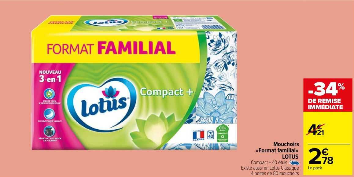mouchoirs "format familial" lotus