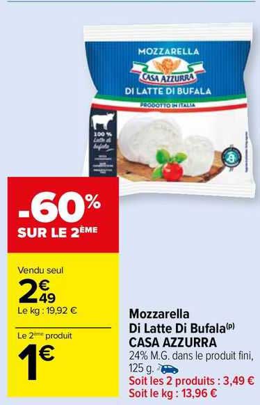 mozzarella di latte di bufala casa azzurra