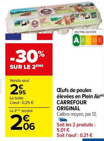 œufs de poules élevées en plein air carrefour original