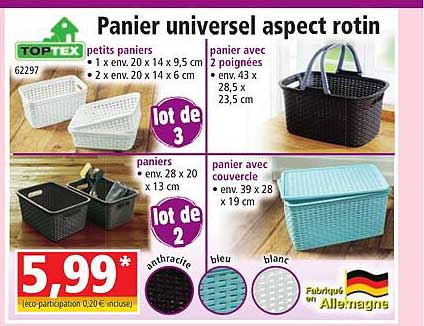 panier universel aspect rotin toptex