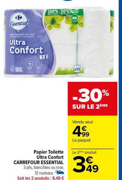 papier toilette ultra confrot carrefour essential