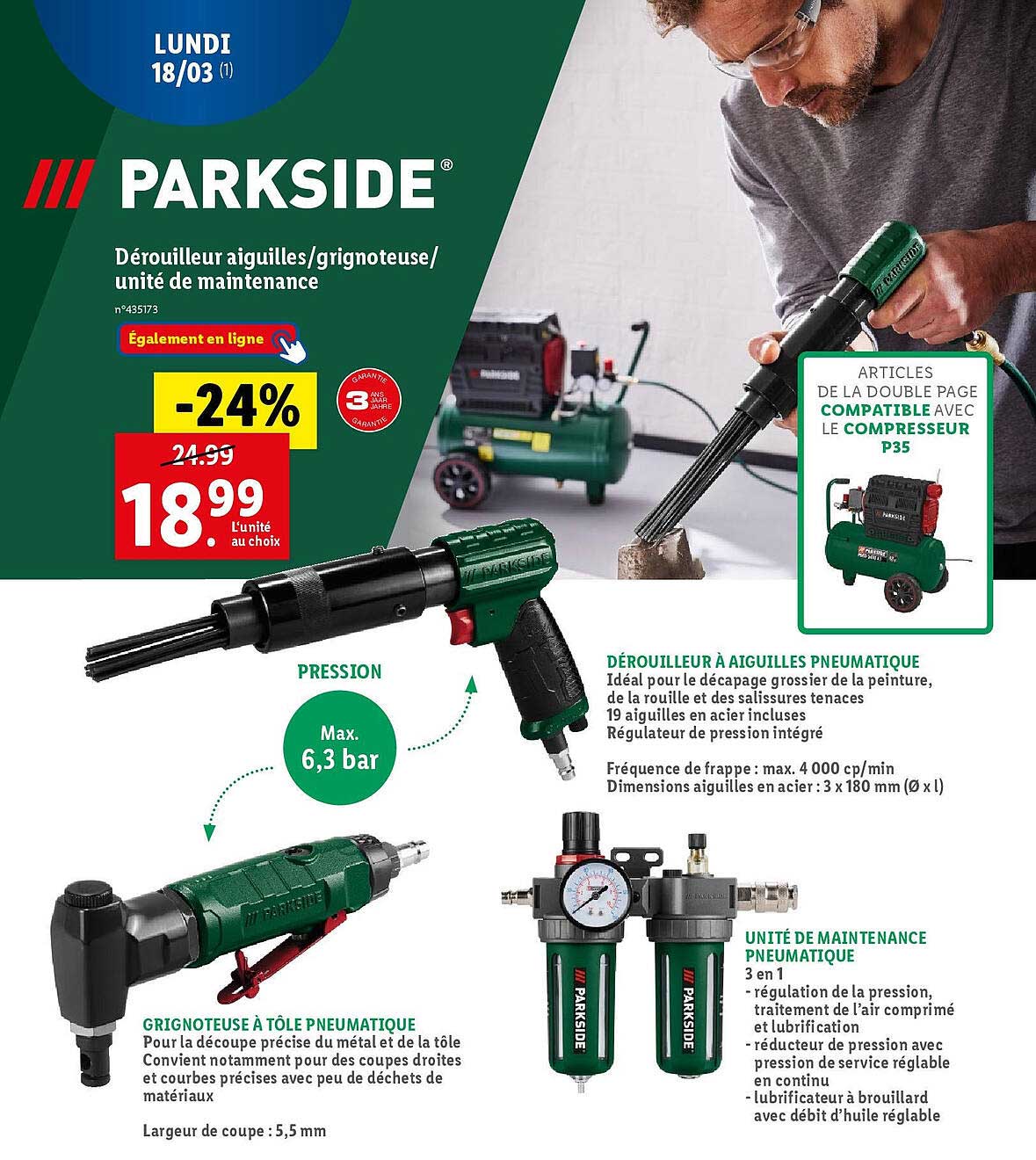 parkside dérouilleur aiguilles/grignoteuse/ unité de maintenance