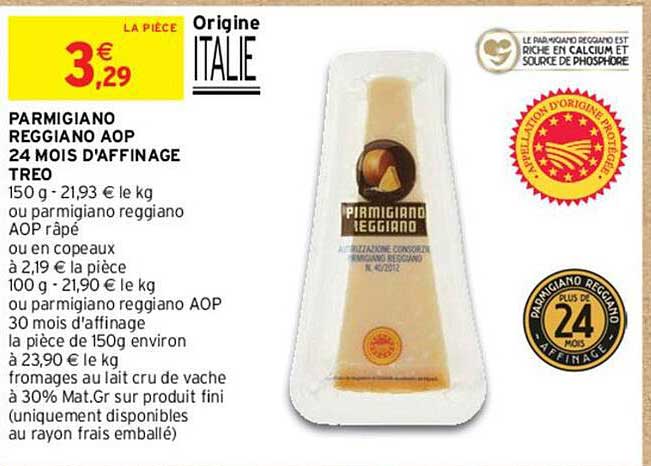 parmigiano reggiano aop 24 mois d'affinage tréo