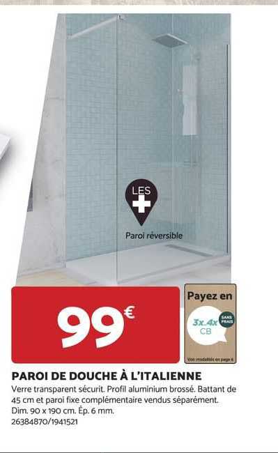 paroi de douche à l'italienne