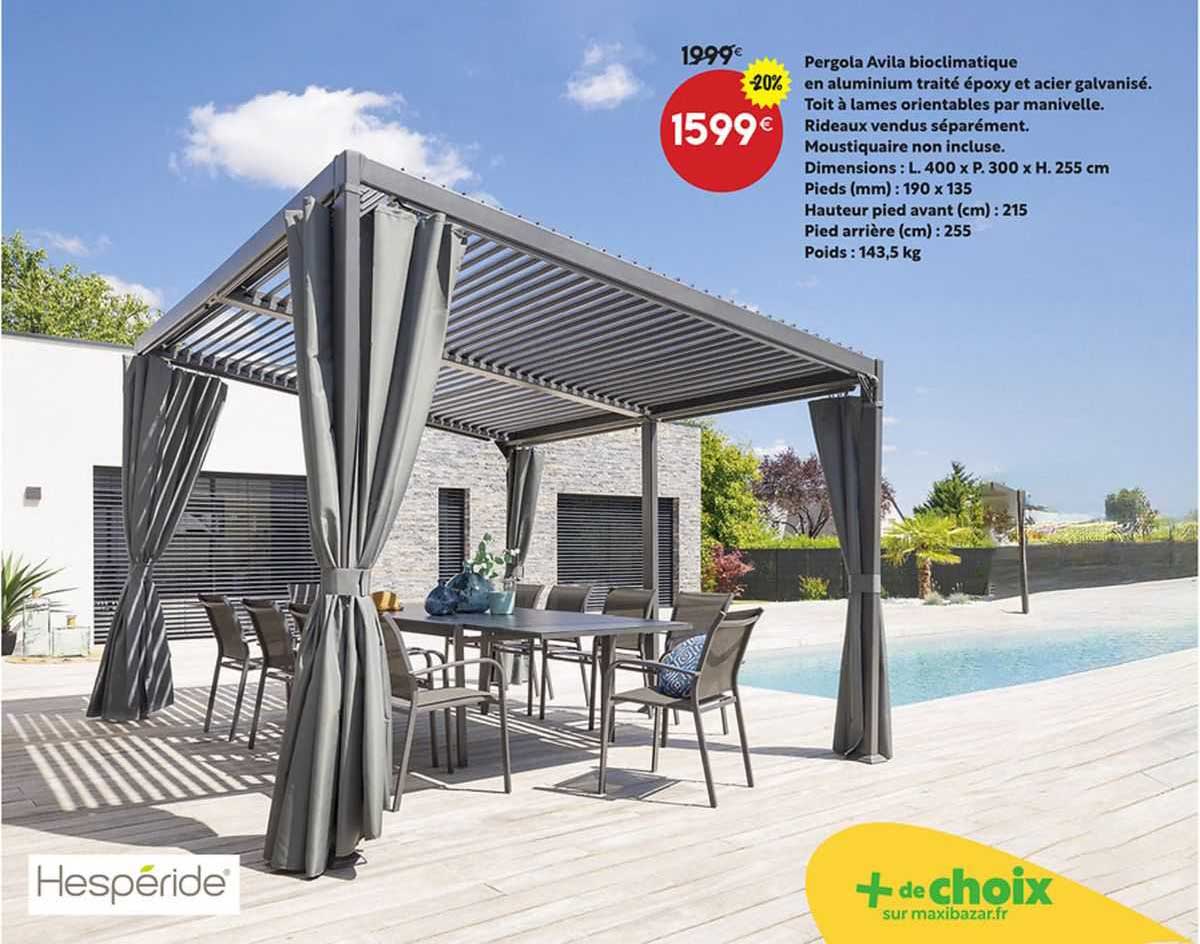 pergola avila bioclimatique en aluminium traité époxy et acier galvanisé