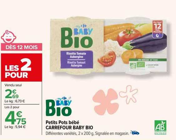 petits pots bébé carrefour baby bio