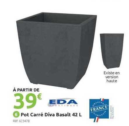 Pot Carré Diva Basalt 42 L