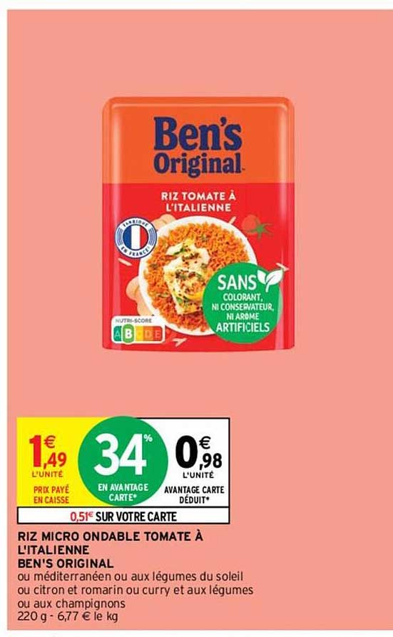 riz micro ondable tomate à l'italienne ben's original