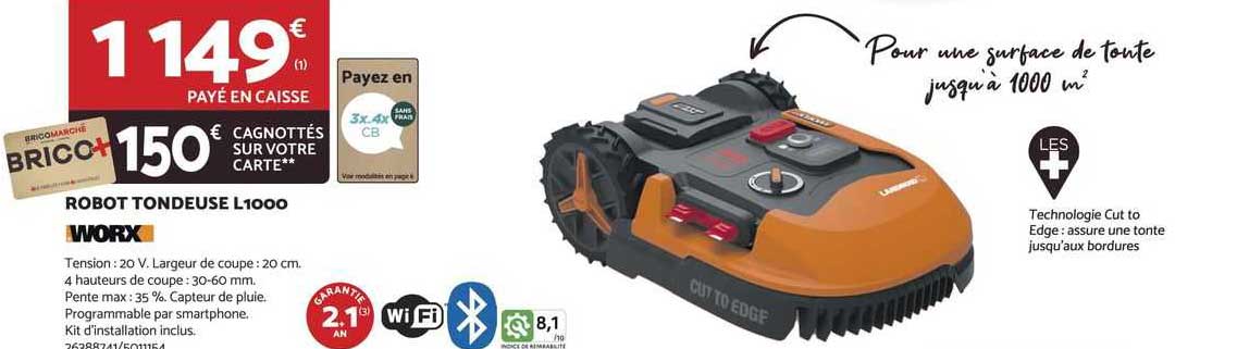 robot tondeuse l1000 worx