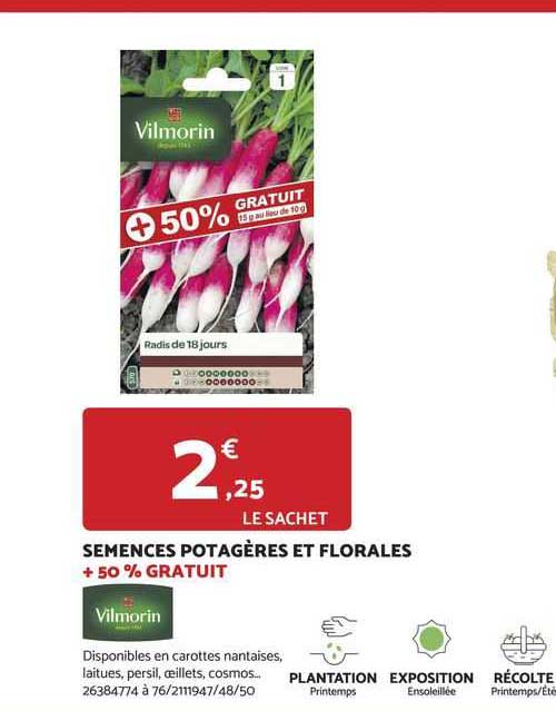semences potagères et florales + 50% gratuit
